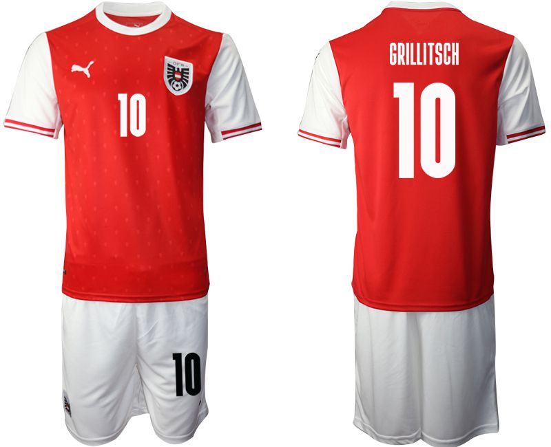 Men 2020-2021 European Cup Austria home red #10 Soccer Jersey->austria jersey->Soccer Country Jersey